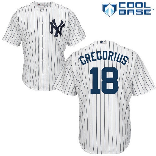 Yankees #18 Didi Gregorius White Strip New Cool Base Stitched MLB Jersey